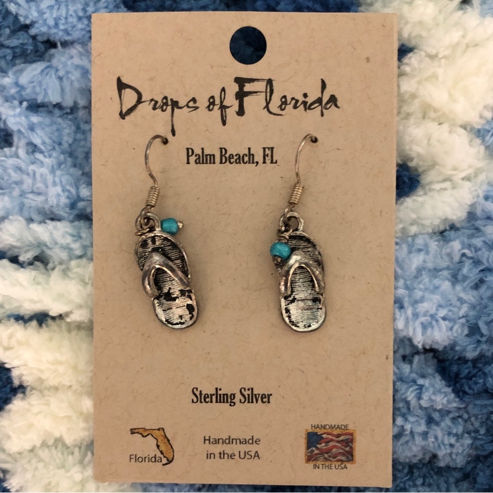 Drops of Florida Sterling Silver Sandal Earrings